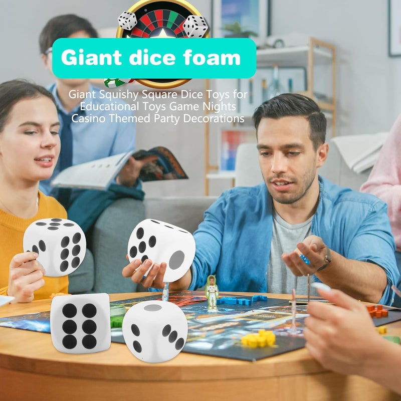 Cotiny 2 Pieces 6 Inches Large Foam Dice Set Giant Foam Dice Soft Dot Dice Toy for Family Educational Toys Parent Child Board Games Nights Casino Themed Party Decoration (Color Set 1) - Image 3